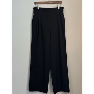 BCBG Womens‎ High Rise Wide Leg Pants Size M Black Classic Boho Comfort Work